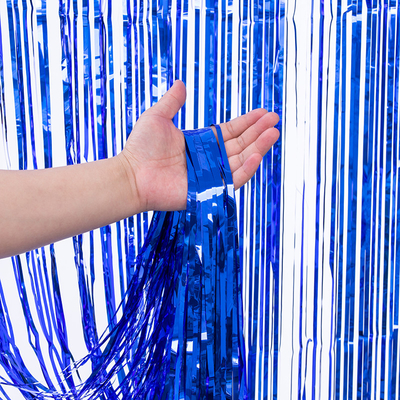 Fêtes d'anniversaire et événements Tinsel bleu Fond de décoration de fête en plastique La scène s'illumine