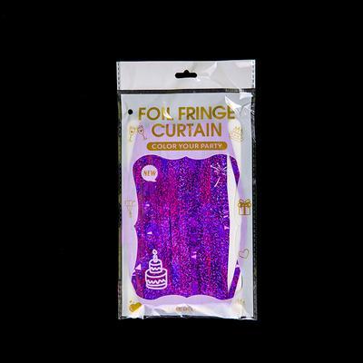 Wand gemonteerd Glitter Laser Regen Gordijn PET Purple Foil Gordijn Vakantie Decoratie Met Uitstekende Ontwerpen