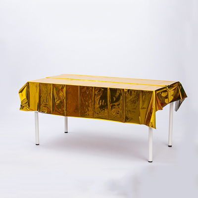 Waterproof Disposable PET Metallic Foil Tablecloths Party Tablecloth With Customizable Modern Designs