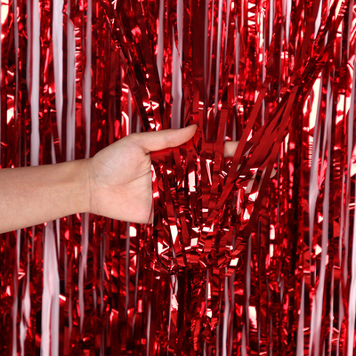 Red Colorful Party Decoration Metallic Curtain Backdrop For Creative Birthday Decor Tinsel Door Curtain