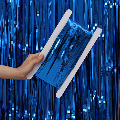 Blue Modern Birthday Rain Silk Blue Foil Backdrop Colorful Party Tinsel Curtains For Creative Event